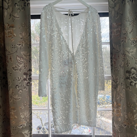 NWT Carolina Herrera Paillette Long Sleeve Shift Dress - Picture 5 of 7